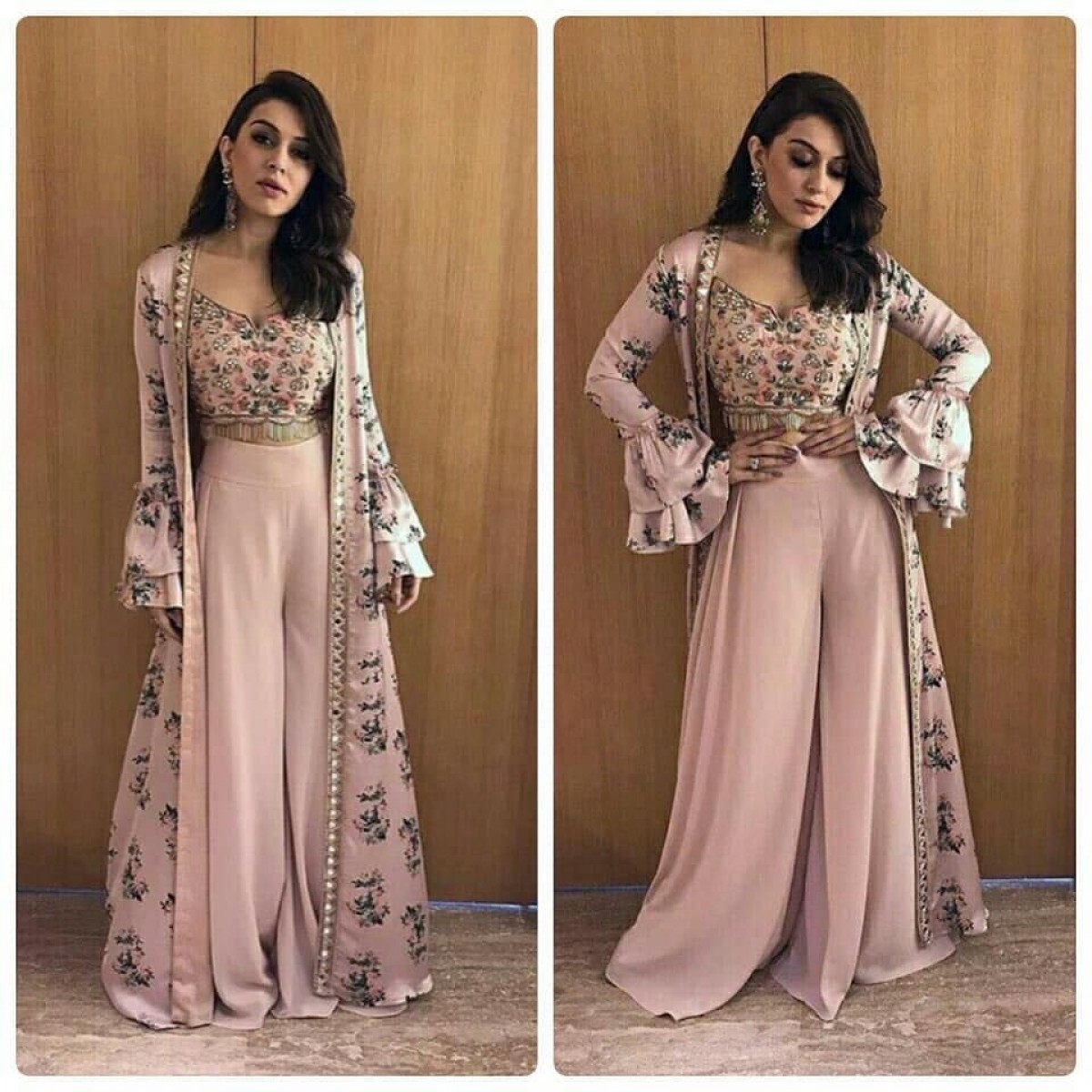 crop top sharara dress with shrug
