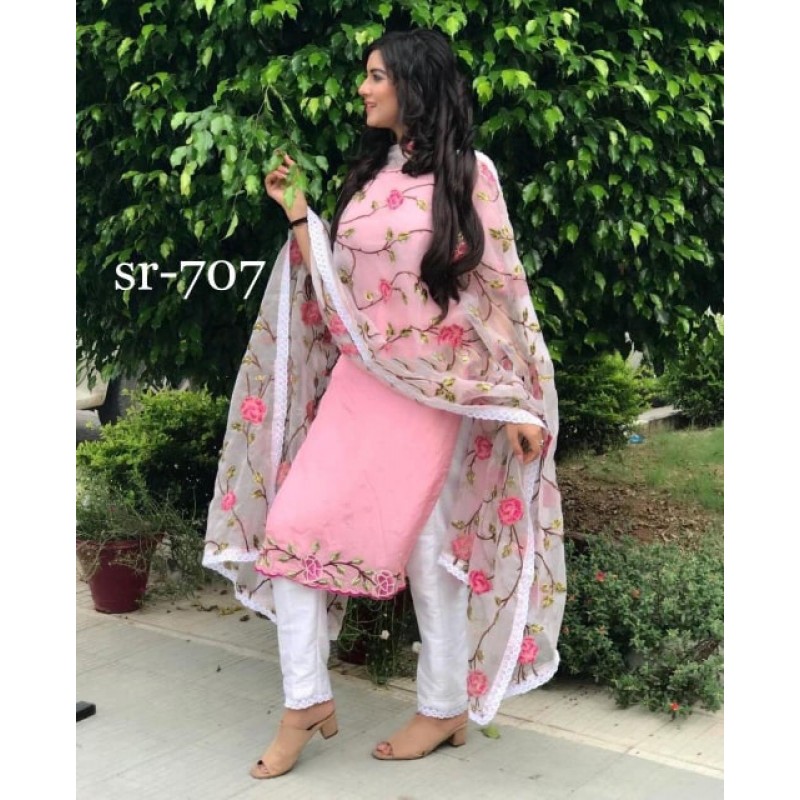 white dress with pink dupatta