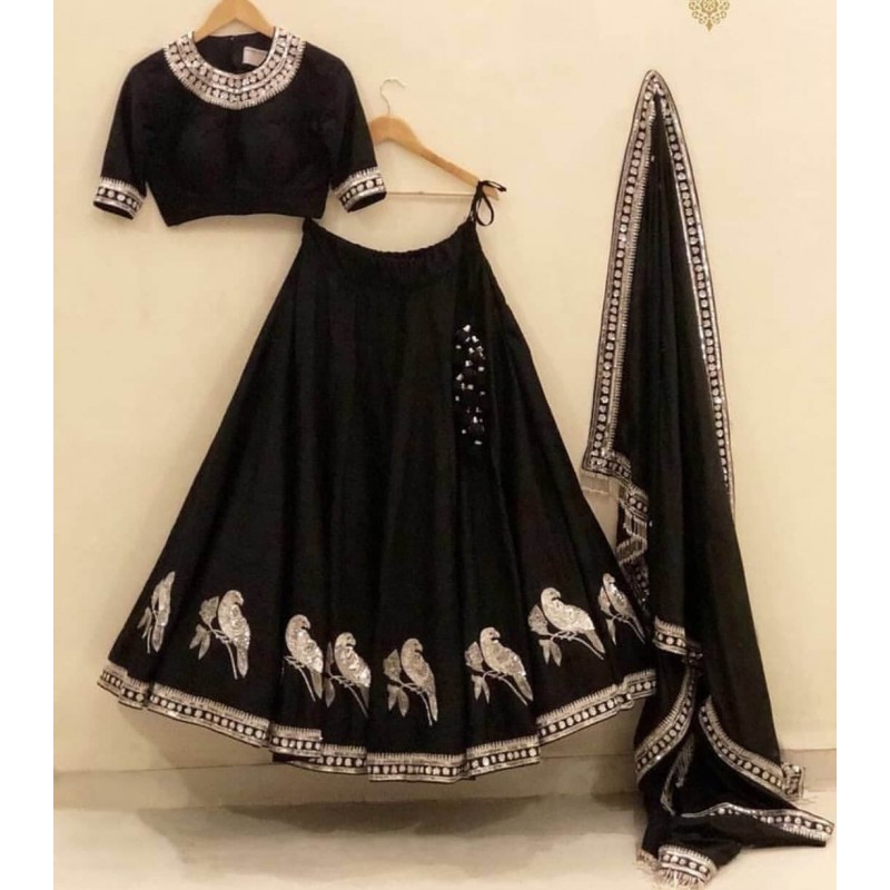 black party wear lehenga