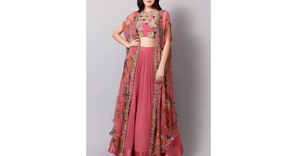 Buy Olive Green Sequinced Lehenga Choli with a shrug From Ethnic Plus