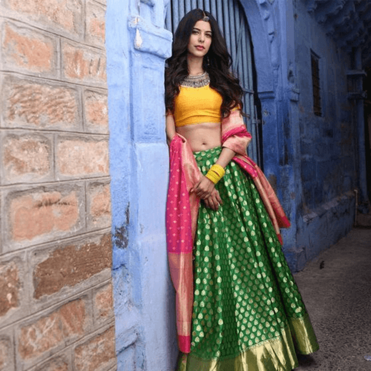 Green Color Banarasi Silk Wedding Lehenga Choli- TYPES OF LEHENGA SKIRTS