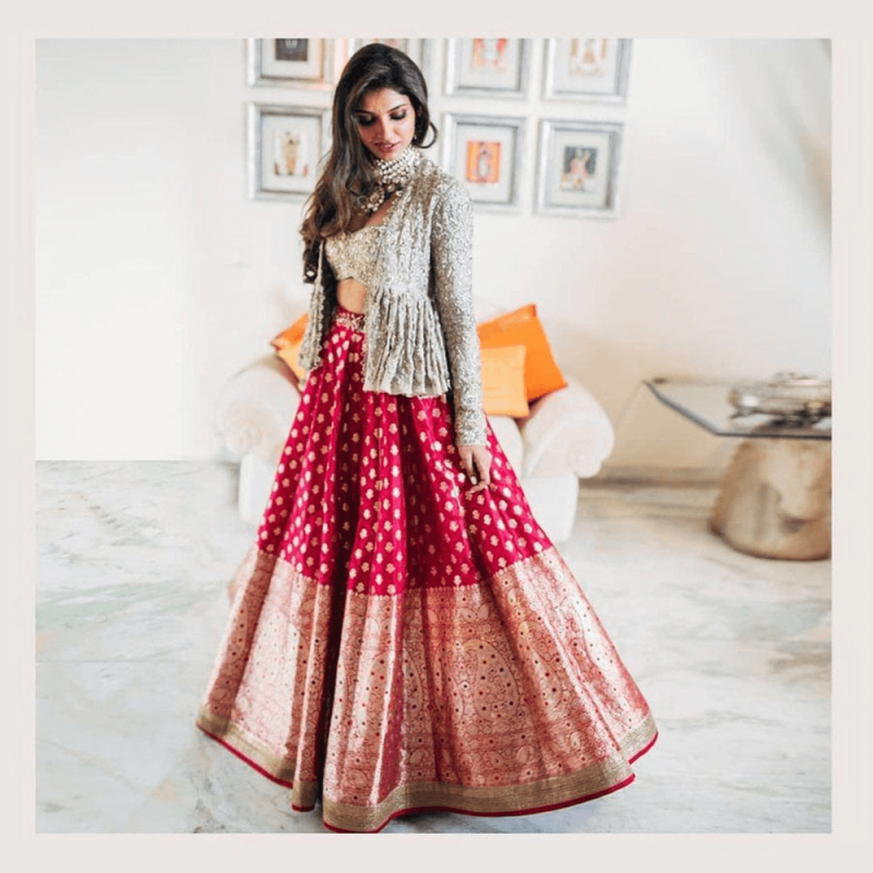 short frock on lehenga