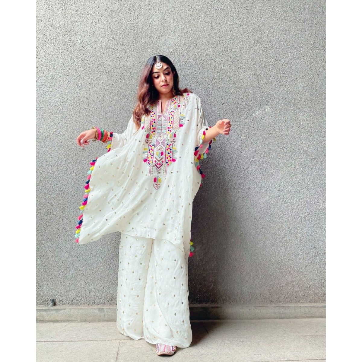 Party wear kaftan kurta palazzo set