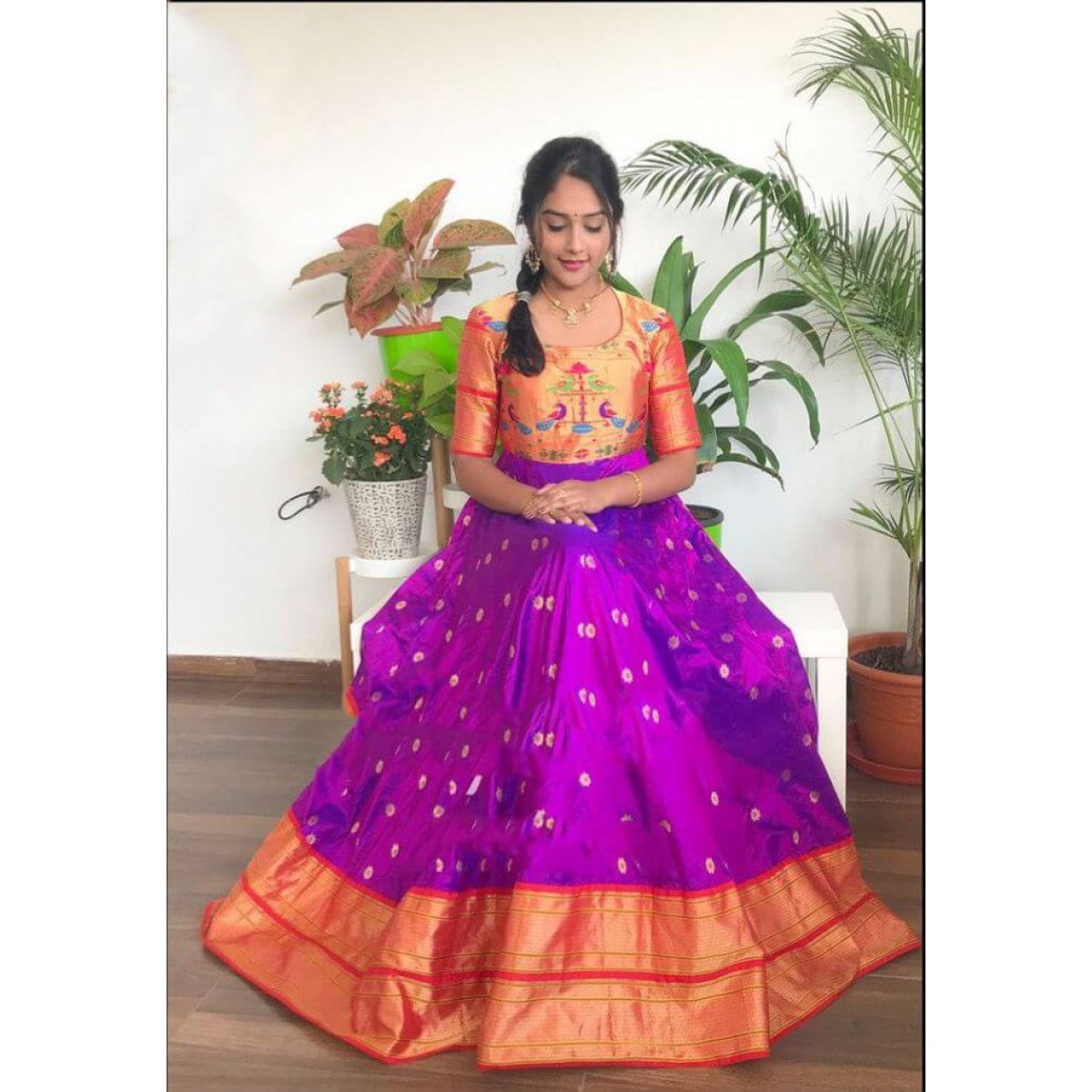 South Indian paithani silk gown