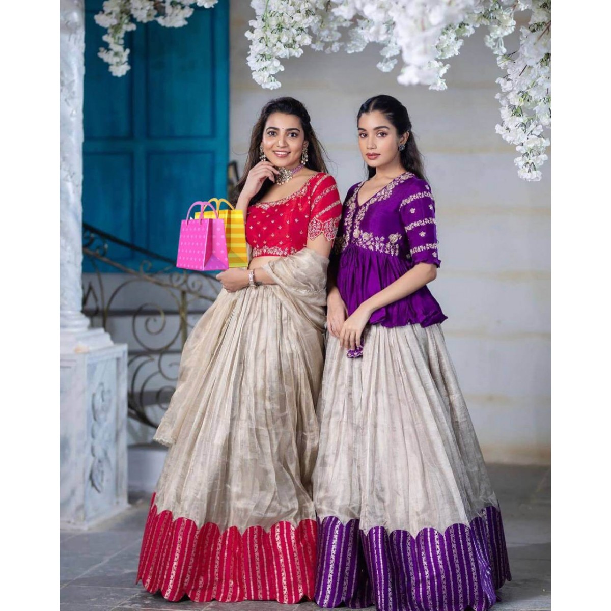 Black Flower Embroidery Work Stitch Lehenga Choli