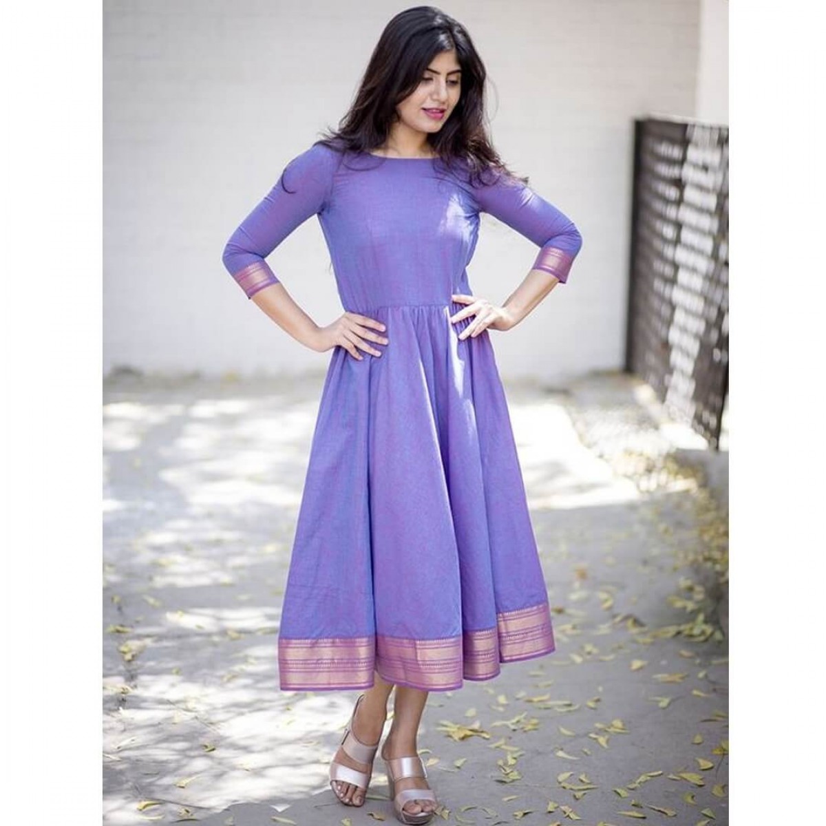 Stylish Lavender Color A-line Women Dress-pokeht.vn