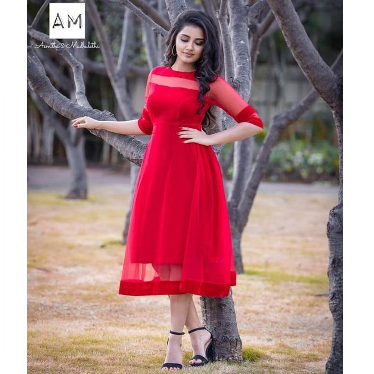 Simple red frock design | Dresses Images 2022