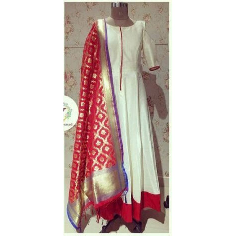 white dress with banarasi dupatta