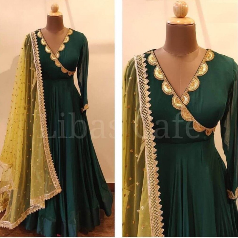 green anarkali dress designs