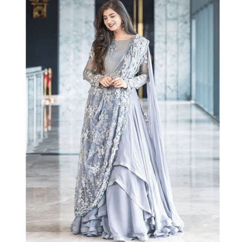 grey colour gown design