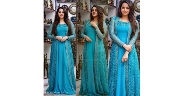 Tired and Embroidered Grey Full Length Party Gown with Jacket
