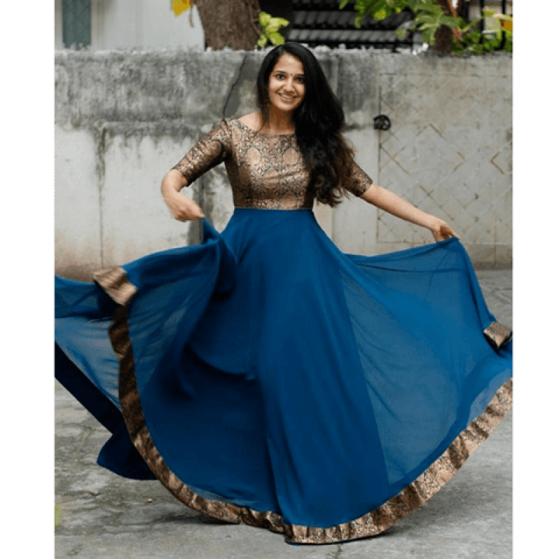 blue colour frock design