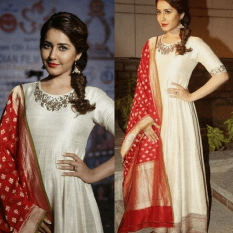 white frock with red dupatta