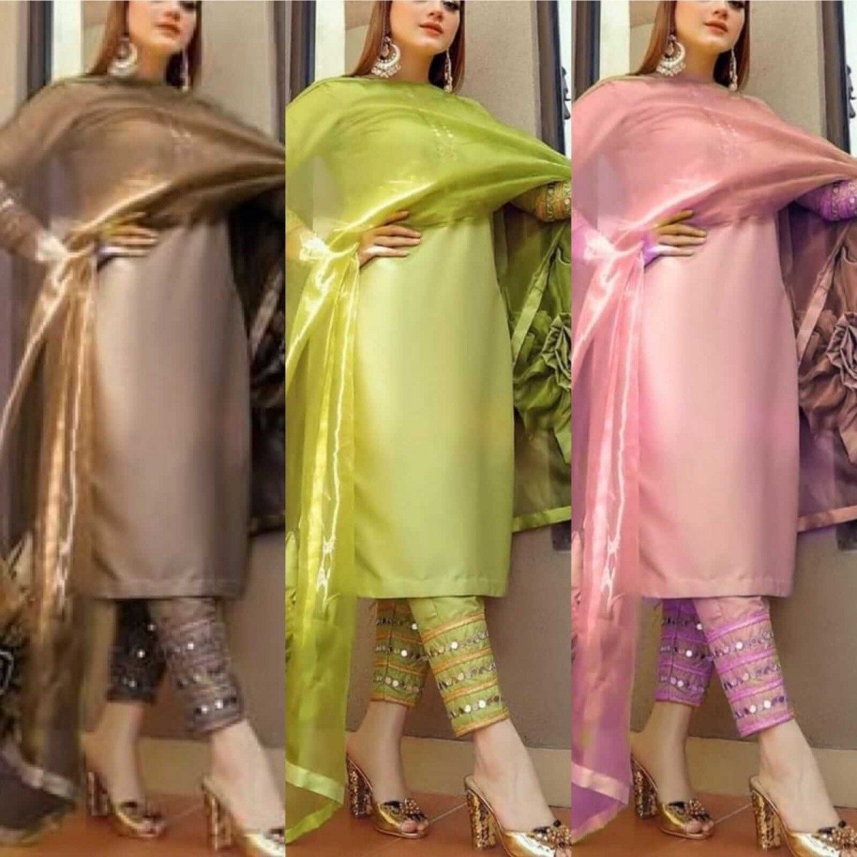 Organza fabric Designer suit with 
