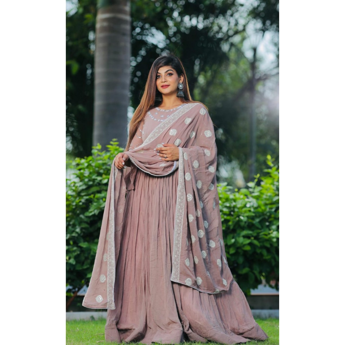 Pastel color anarkali gown style