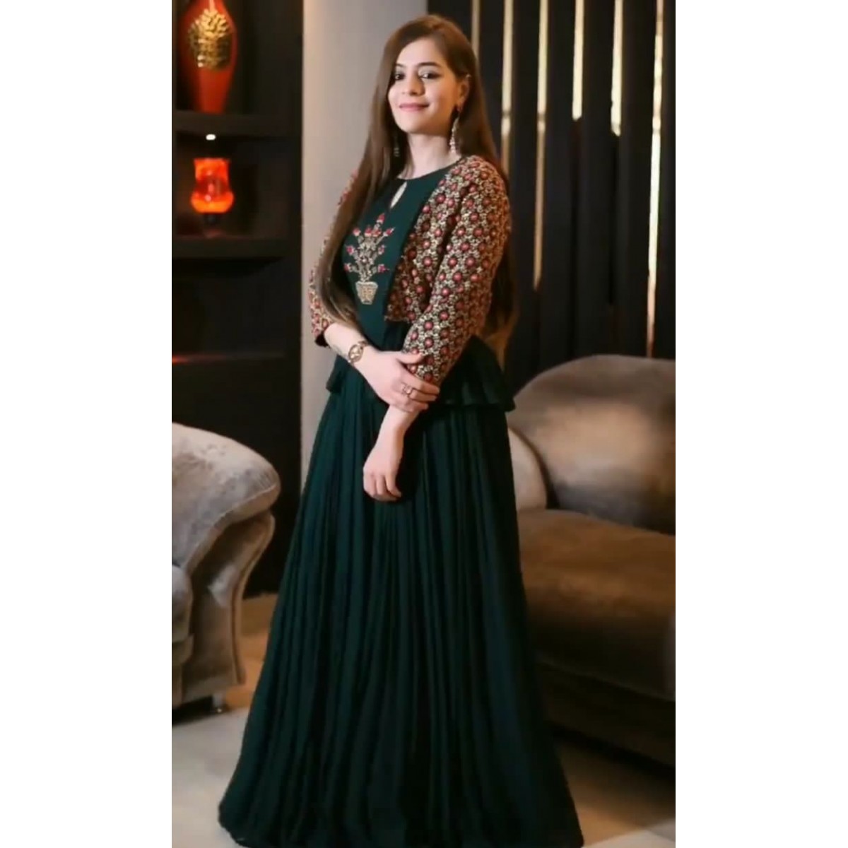 Designer gown with thread work koti