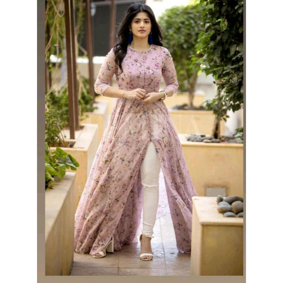 Multicolor Depending on the design Designer Georgette Kurtis