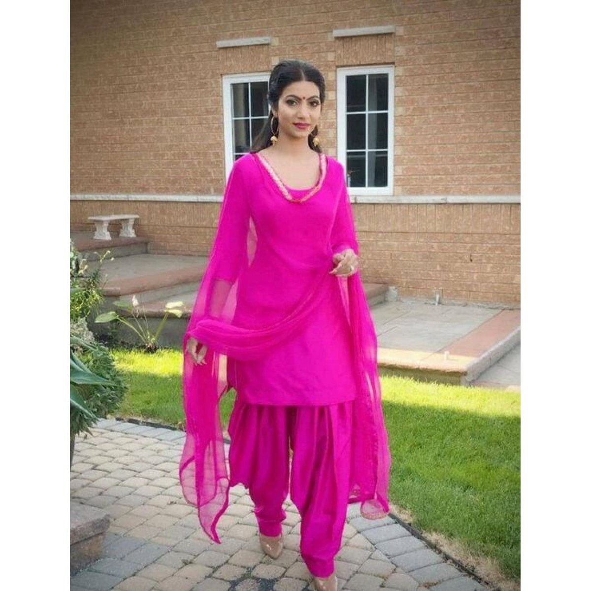 Buy Embroidered Work Art Silk Designer Patiala Salwar Suit Online