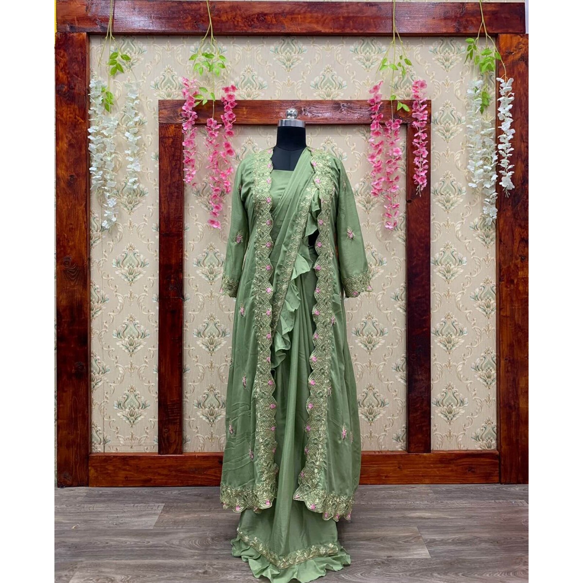 Jacket Style Drape Border Designer saree