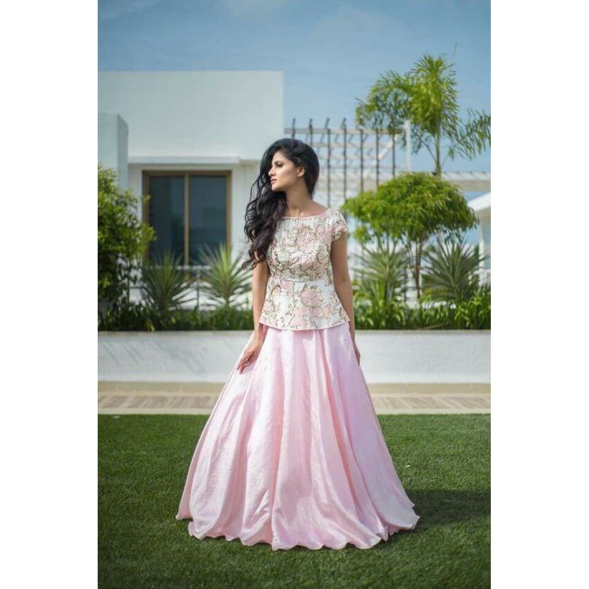 Latest Designer Peplum Top With Skirt For Girls 2023