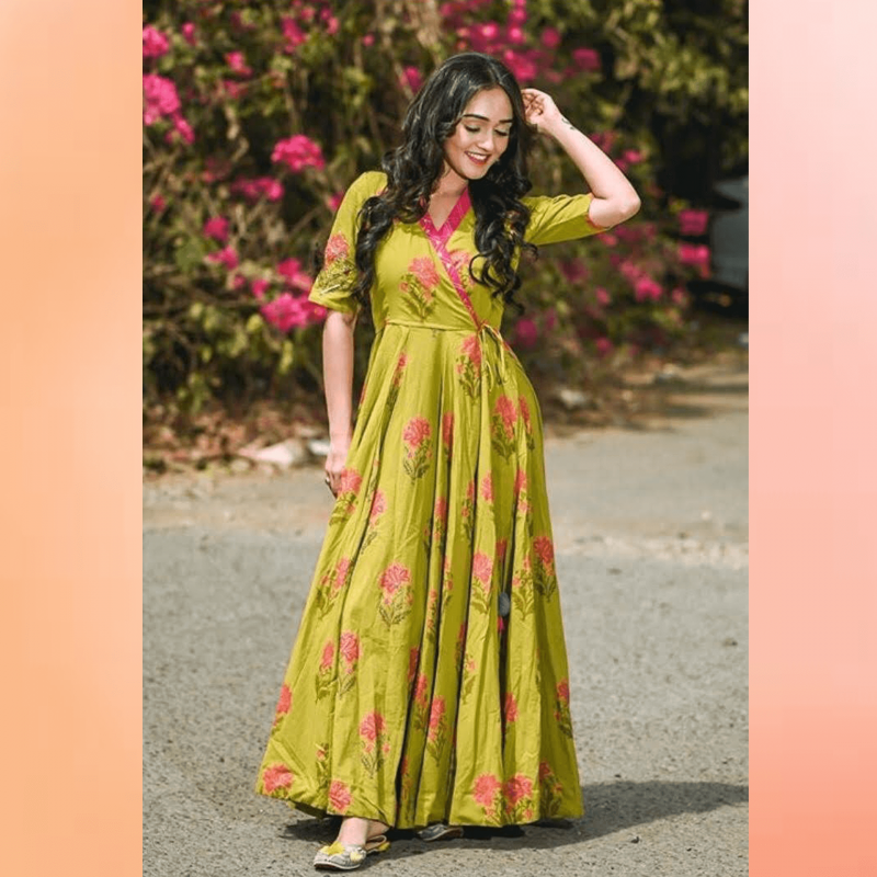 angrakha style long frock