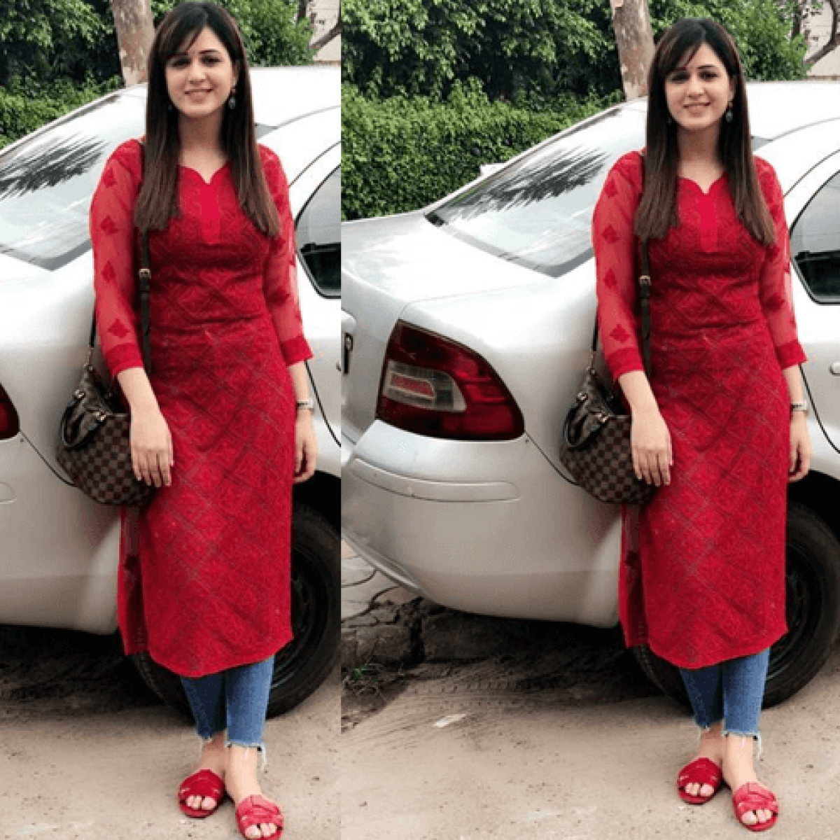 Beautiful Red Cotton Tunic with Contrast Embroidery Sujatra #91 Beautiful Red Cotton Tunic with Contrast Embroidery Sujatra