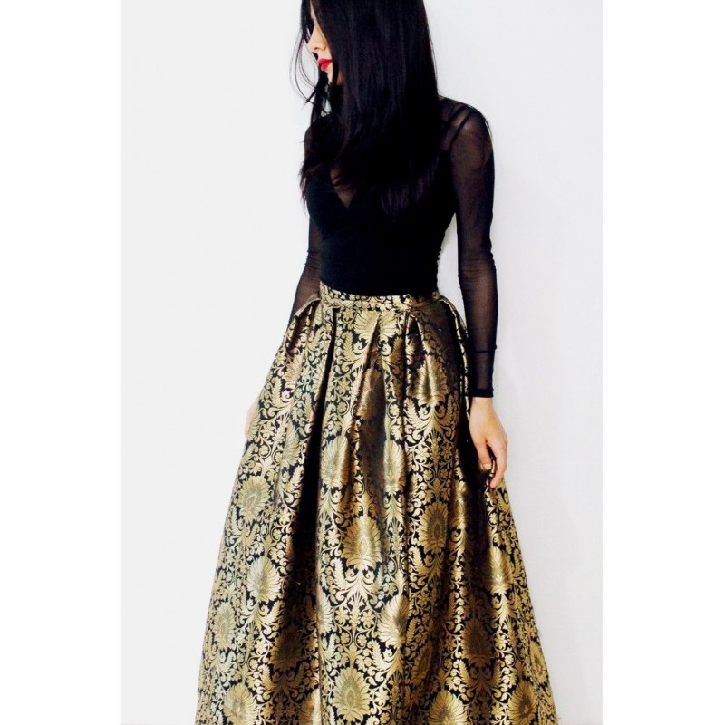 black and golden frock