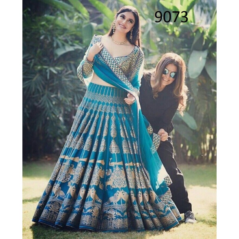 sky blue bridal lehenga