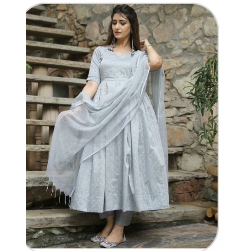 grey anarkali suit