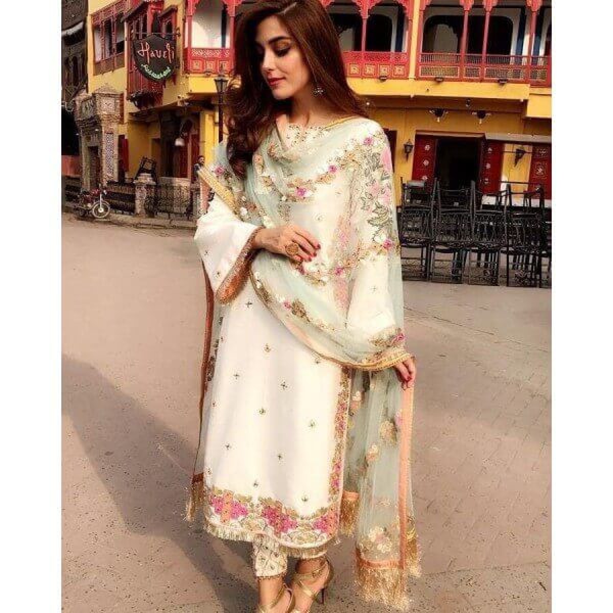 white colour salwar suit design
